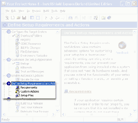   Define Setup Requirements and Actions